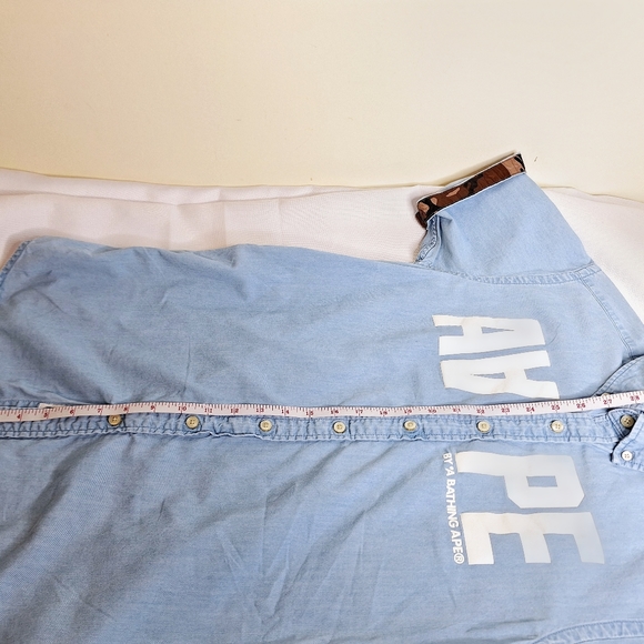 A Bathing Ape Brand " The Chambray Ape" button-down short sleeve shirt size L. - Picture 4 of 13